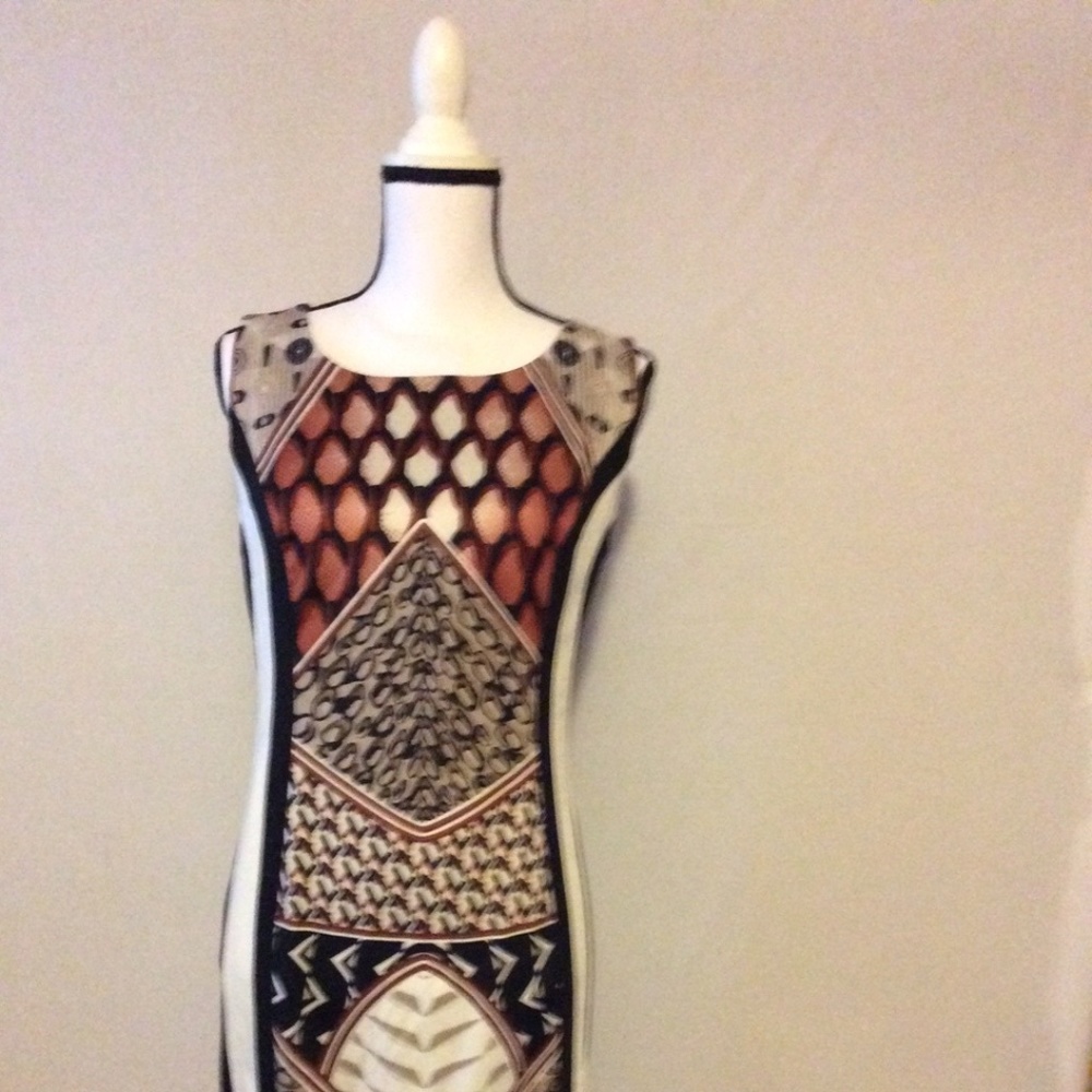 Brown and black pebble print dress